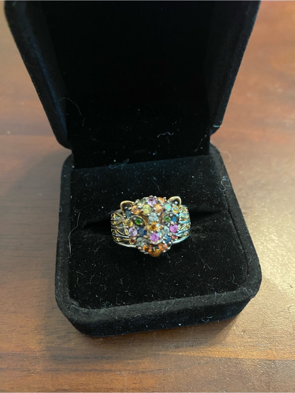 Gems En Vogue Gemstone Panther Ring - Sterling with gold highlights